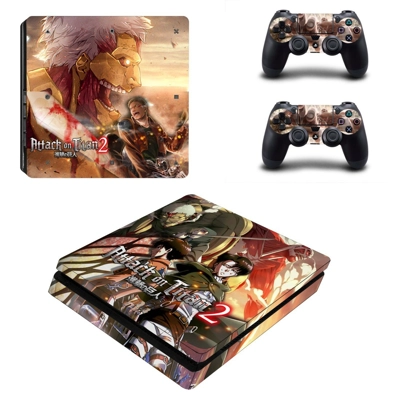 Attack on Titan 2 decal skin for PS4 Slim Console and two controllers