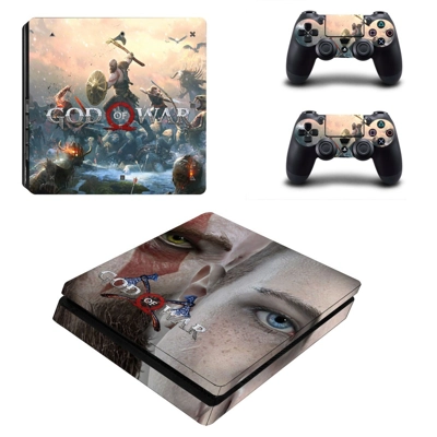 God of War 4 decal skin for PS4 Slim Console and two controllers