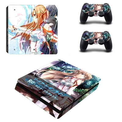 Sword Art Online decal skin for PS4 Slim Console and two c.. Sword Art Online decal skin for PS4 Slim Console and two c..