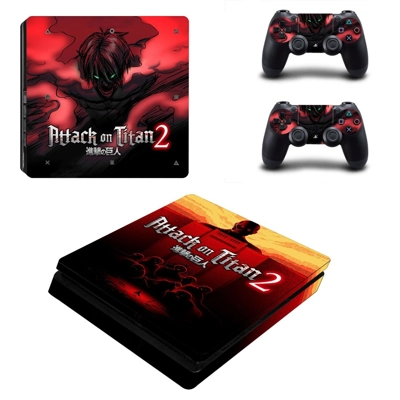 Attack on Titan 2 decal skin for PS4 Slim Console and two controllers