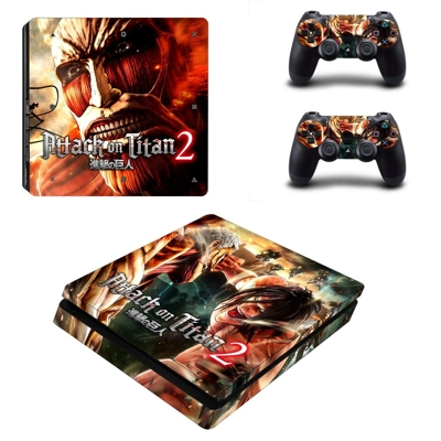Attack on Titan 2 decal skin for PS4 Slim Console and two controllers