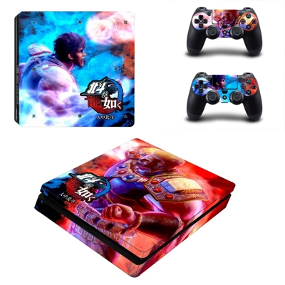 Hokuto ga Gotoku decal skin for PS4 Slim Console and two controllers