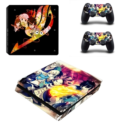 Fairy Tail decal skin for PS4 Slim Console and two control.. Fairy Tail decal skin for PS4 Slim Console and two control..