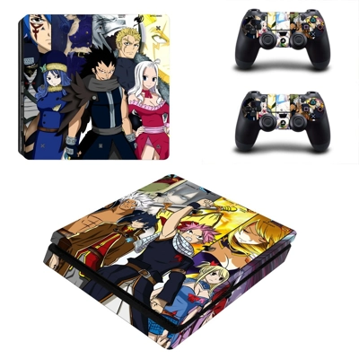 Fairy Tail decal skin for PS4 Slim Console and two control.. Fairy Tail decal skin for PS4 Slim Console and two control..