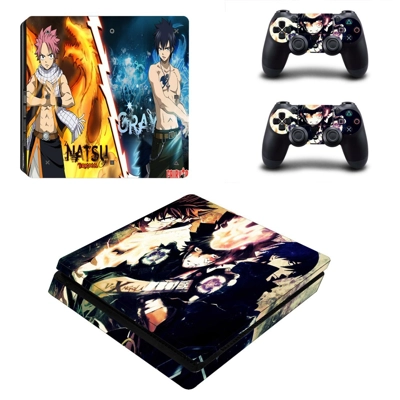 Fairy Tail decal skin for PS4 Slim Console and two control.. Fairy Tail decal skin for PS4 Slim Console and two control..