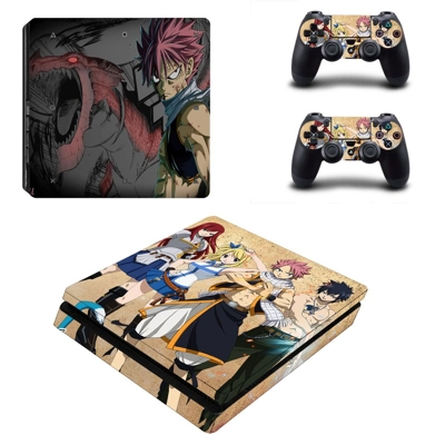 Fairy Tail decal skin for PS4 Slim Console and two control.. Fairy Tail decal skin for PS4 Slim Console and two control..