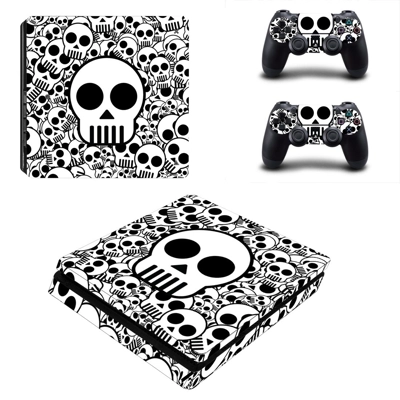 Skull Art decal skin for PS4 Slim Console and two controll.. Skull Art decal skin for PS4 Slim Console and two controll..