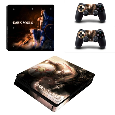 Dark Souls decal skin for PS4 Slim Console and two control.. Dark Souls decal skin for PS4 Slim Console and two control..