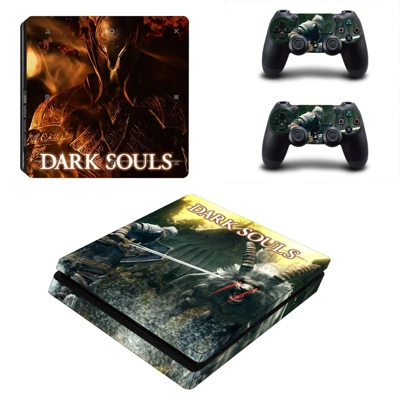 Dark Souls decal skin for PS4 Slim Console and two control.. Dark Souls decal skin for PS4 Slim Console and two control..