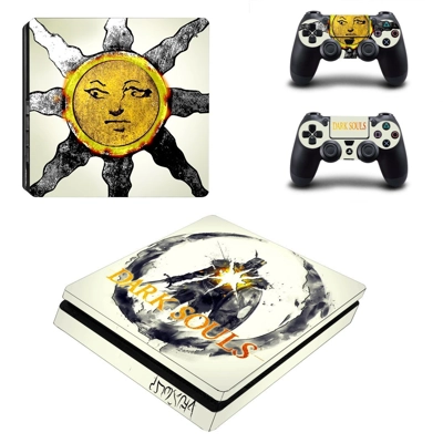 Dark Souls decal skin for PS4 Slim Console and two control.. Dark Souls decal skin for PS4 Slim Console and two control..