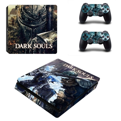 Dark Souls decal skin for PS4 Slim Console and two control.. Dark Souls decal skin for PS4 Slim Console and two control..