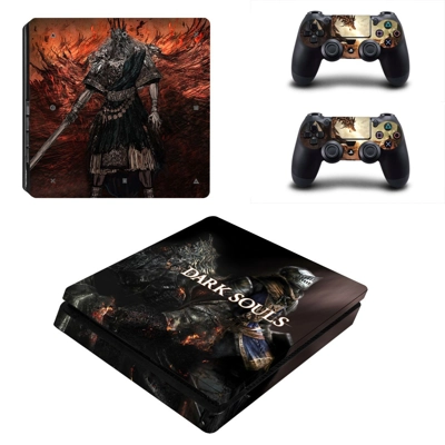 Dark Souls decal skin for PS4 Slim Console and two control.. Dark Souls decal skin for PS4 Slim Console and two control..