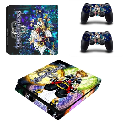 Kingdom Hearts decal skin for PS4 Slim Console and two con.. Kingdom Hearts decal skin for PS4 Slim Console and two con..