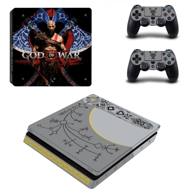 God of War 4 decal skin for PS4 Slim Console and two controllers