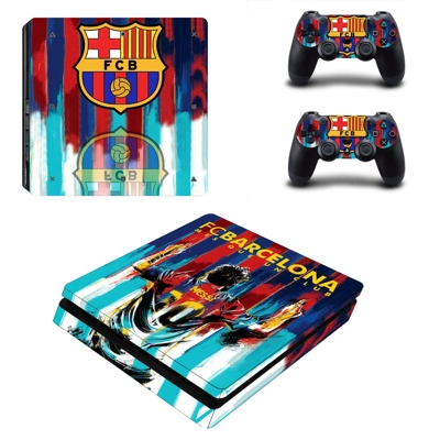 FC Barcelona Messi decal skin for PS4 Slim Console and two controllers