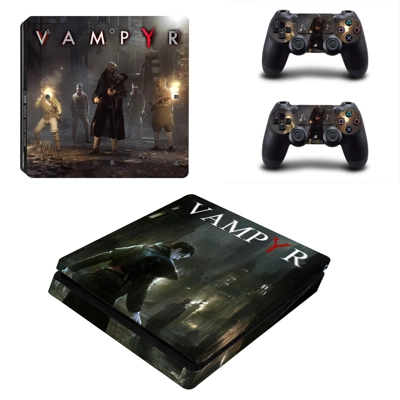 Vampyr decal skin for PS4 Slim Console and two controllers Vampyr decal skin for PS4 Slim Console and two controllers