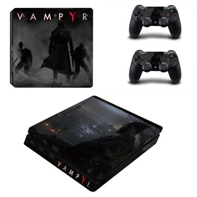 Vampyr decal skin for PS4 Slim Console and two controllers Vampyr decal skin for PS4 Slim Console and two controllers