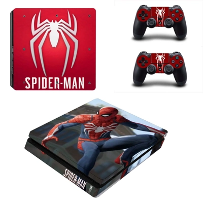 Spider Man decal skin for PS4 Slim Console and two control.. Spider Man decal skin for PS4 Slim Console and two control..