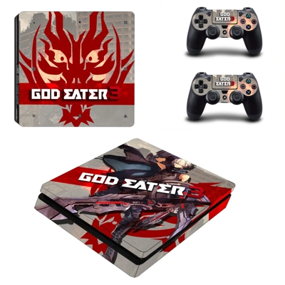 God Eater 3 decal skin for PS4 Slim Console and two controllers