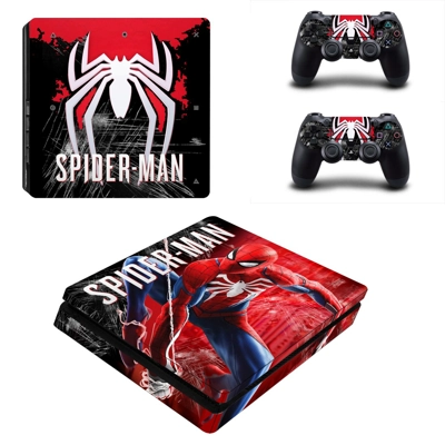 Spider Man decal skin for PS4 Slim Console and two control.. Spider Man decal skin for PS4 Slim Console and two control..