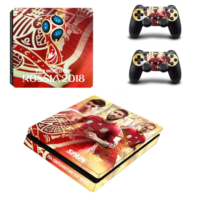 2018 FIFA World Cup Spain decal skin for PS4 Slim Console and two controllers