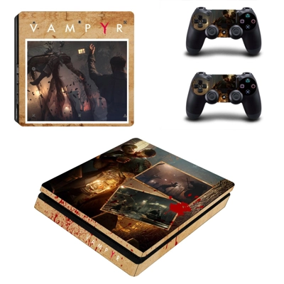 Vampyr decal skin for PS4 Slim Console and two controllers Vampyr decal skin for PS4 Slim Console and two controllers