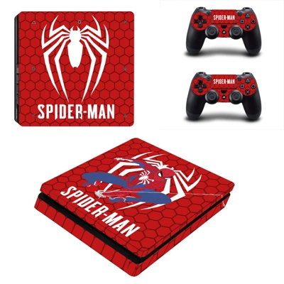 Spider Man decal skin for PS4 Slim Console and two control.. Spider Man decal skin for PS4 Slim Console and two control..