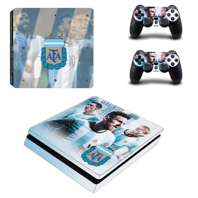 Argentine Football Association decal skin for PS4 Slim Console and two controllers