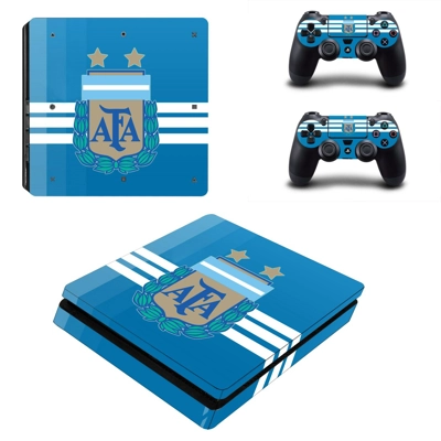 Argentine Football Association decal skin for PS4 Slim Console and two controllers