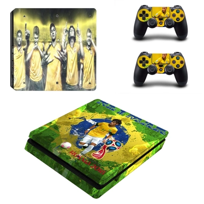 Neymar decal skin for PS4 Slim Console and two controllers Neymar decal skin for PS4 Slim Console and two controllers