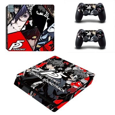 Persona 5 decal skin for PS4 Slim Console and two controll.. Persona 5 decal skin for PS4 Slim Console and two controll..