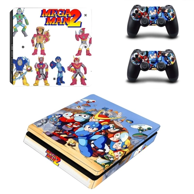 Mega Man 2 decal skin for PS4 Slim Console and two controllers