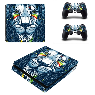 Lion Wallpaper decal skin for PS4 Slim Console and two con.. Lion Wallpaper decal skin for PS4 Slim Console and two con..
