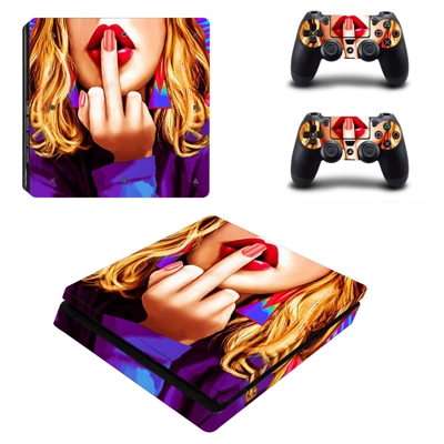 Sexy Lady decal skin for PS4 Slim Console and two controll.. Sexy Lady decal skin for PS4 Slim Console and two controll..
