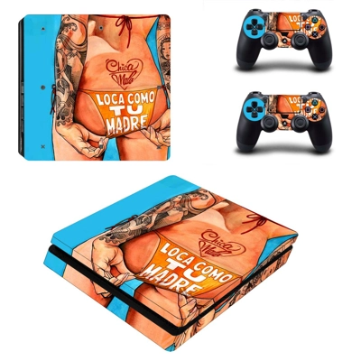 Sexy Lady decal skin for PS4 Slim Console and two controll.. Sexy Lady decal skin for PS4 Slim Console and two controll..