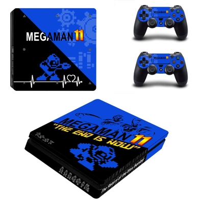 Mega Man 11 decal skin for PS4 Slim Console and two controllers