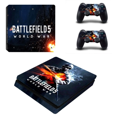 Battlefield 5 world war decal skin for PS4 Slim Console and two controllers