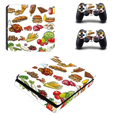 Fast food decal skin for PS4 Slim Console and two controllers