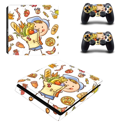 Fast food decal skin for PS4 Slim Console and two controll.. Fast food decal skin for PS4 Slim Console and two controll..