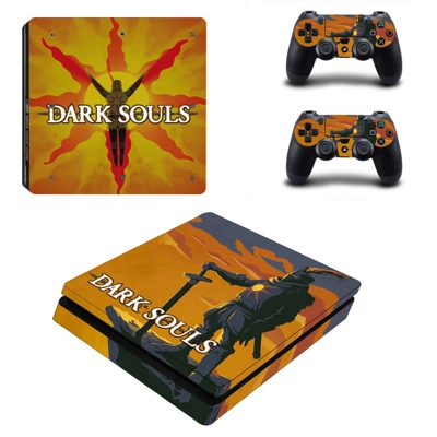 Dark Souls decal skin for PS4 Slim Console and two control.. Dark Souls decal skin for PS4 Slim Console and two control..