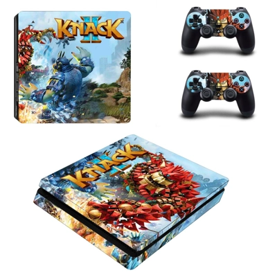 Knack 2 decal skin for PS4 Slim Console and two controllers Knack 2 decal skin for PS4 Slim Console and two controllers