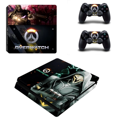Overwatch decal skin for PS4 Slim Console and two controll.. Overwatch decal skin for PS4 Slim Console and two controll..