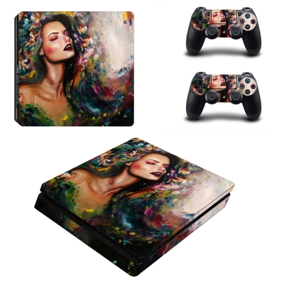 Lady Wallpaper decal skin for PS4 Slim Console and two con.. Lady Wallpaper decal skin for PS4 Slim Console and two con..