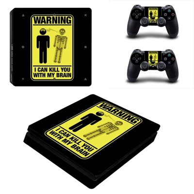 Danger Icon decal skin for PS4 Slim Console and two contro.. Danger Icon decal skin for PS4 Slim Console and two contro..