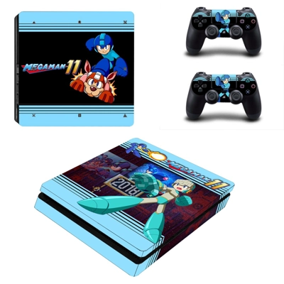 Mega Man 11 decal skin for PS4 Slim Console and two contro.. Mega Man 11 decal skin for PS4 Slim Console and two contro..