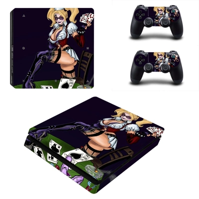Harley Quinn decal skin for PS4 Slim Console and two contr.. Harley Quinn decal skin for PS4 Slim Console and two contr..