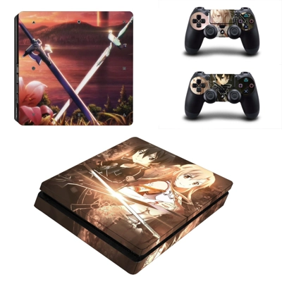 Sword Art Online decal skin for PS4 Slim Console and two c.. Sword Art Online decal skin for PS4 Slim Console and two c..