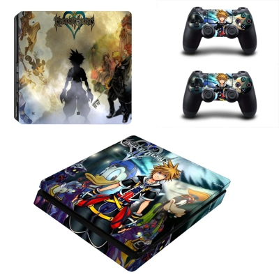 Kingdom Hearts decal skin for PS4 Slim Console and two con.. Kingdom Hearts decal skin for PS4 Slim Console and two con..