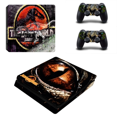 The Lost World jurassic park decal skin for PS4 Slim Console and two controllers