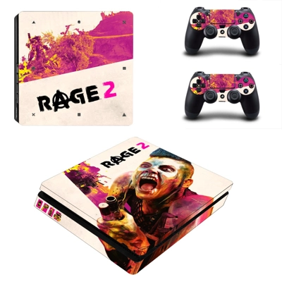 Rage 2 decal skin for PS4 Slim Console and two controllers Rage 2 decal skin for PS4 Slim Console and two controllers